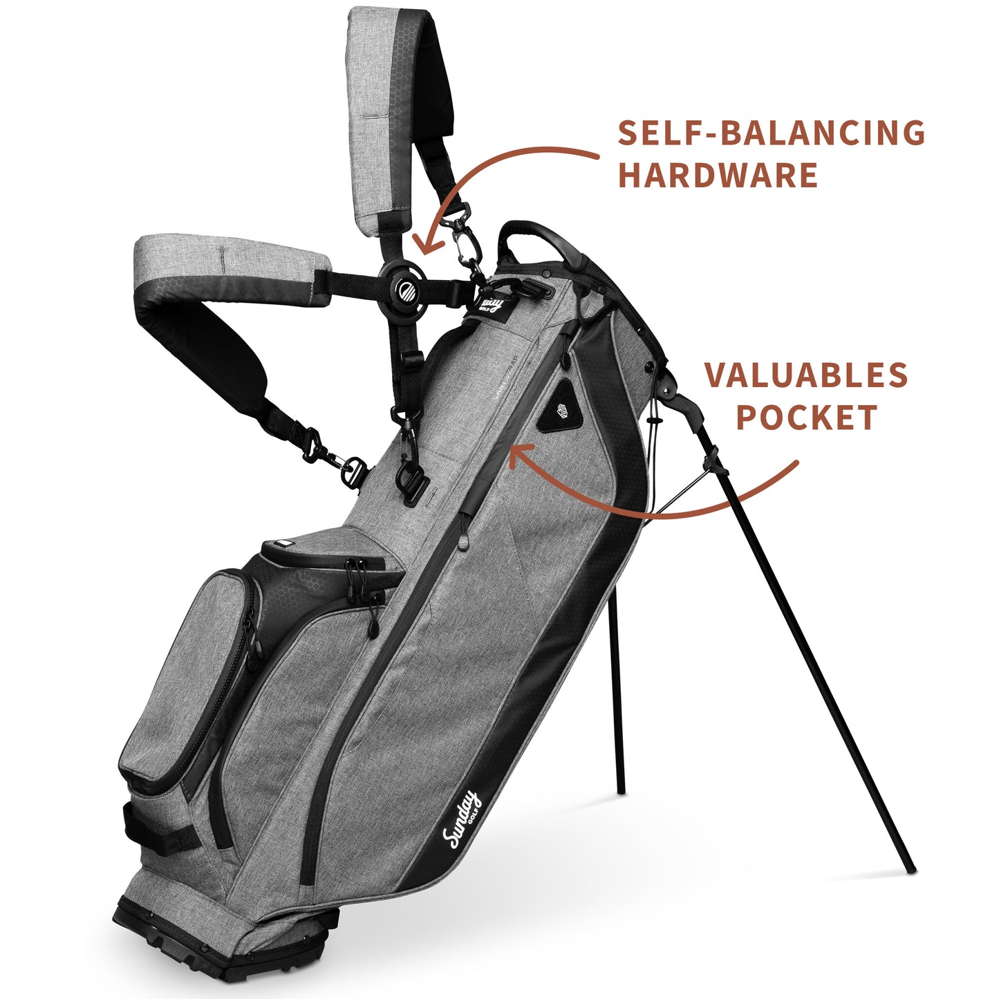 Sunday Golf Ryder Stand Bag (Heather Grey)