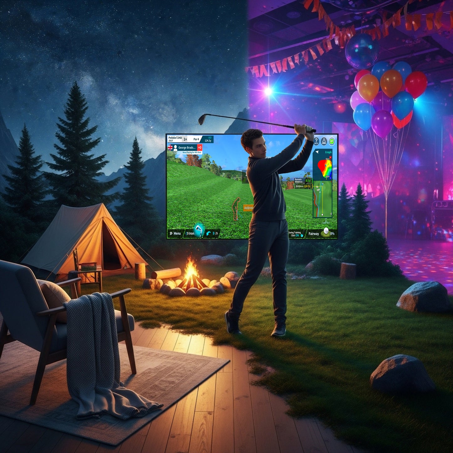 PhiGolf 2 FLEX Home And Mobile Golf Simulator