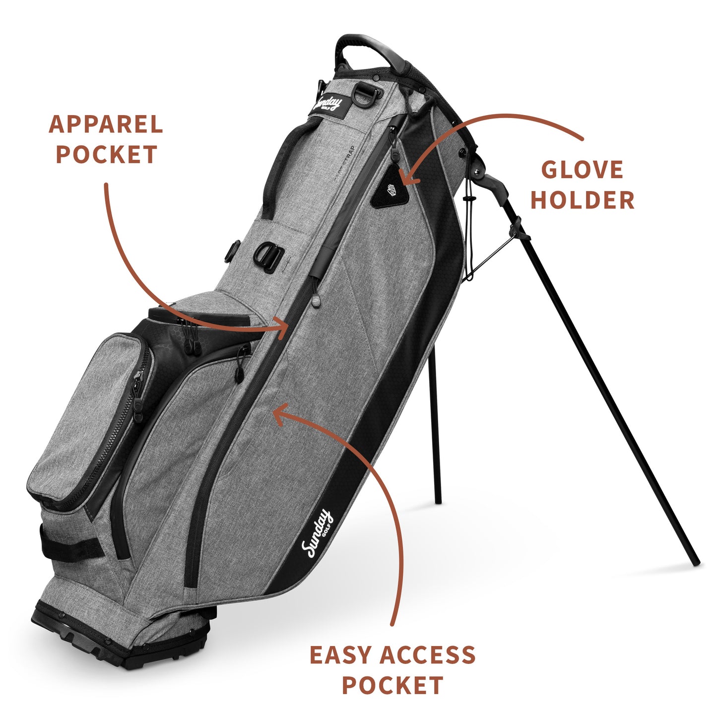 Sunday Golf Ryder Stand Bag (Heather Grey)