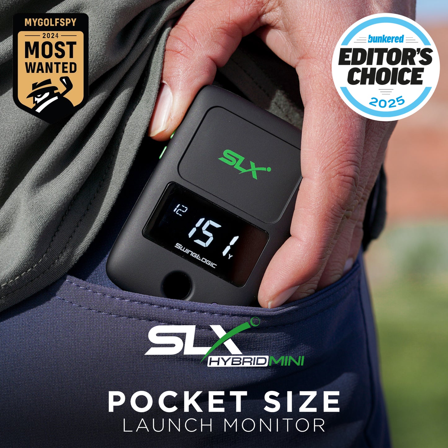 SwingLogic SLX Hybrid Mini GPS Launch Monitor - Black