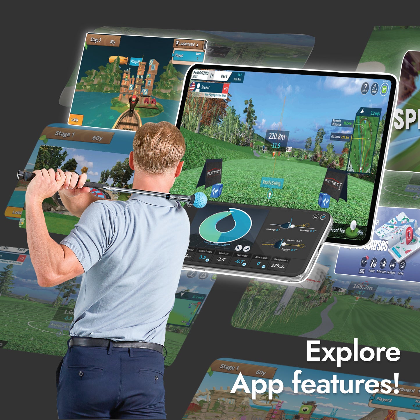 PhiGolf 2 FLEX Home And Mobile Golf Simulator
