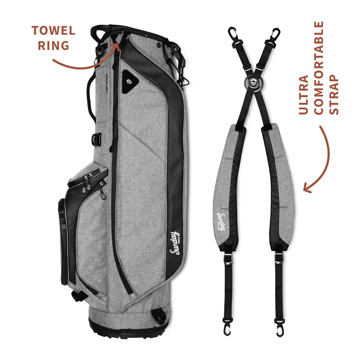 Sunday Golf Ryder Stand Bag (Heather Grey)