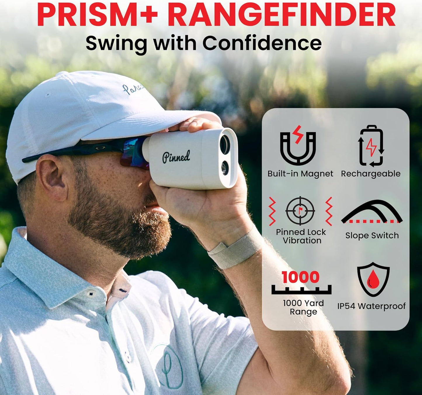 Pinned Golf Prism+ Rangefinder - Black