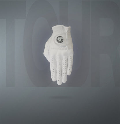Classic White Leather golf glove  I  Links Collective badge
