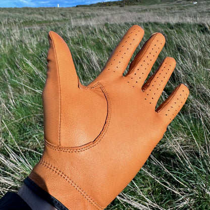 Tan Leather Golf Glove & Metal Ball Marker