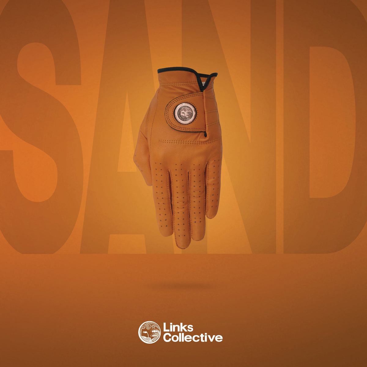 Tan Leather Golf Glove & Metal Ball Marker